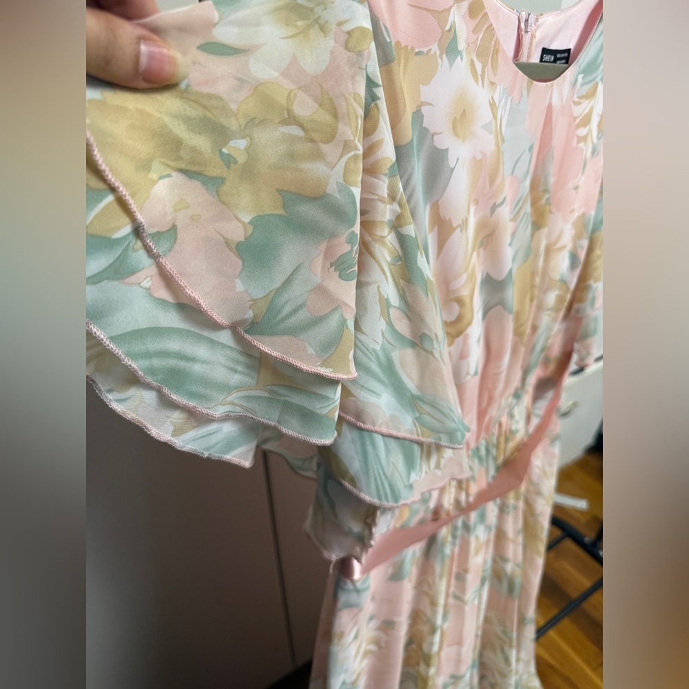 SHEIN Pastel Floral Maxi Dress in Pink, Mint & Cream size Xl - Picture 3 of 8